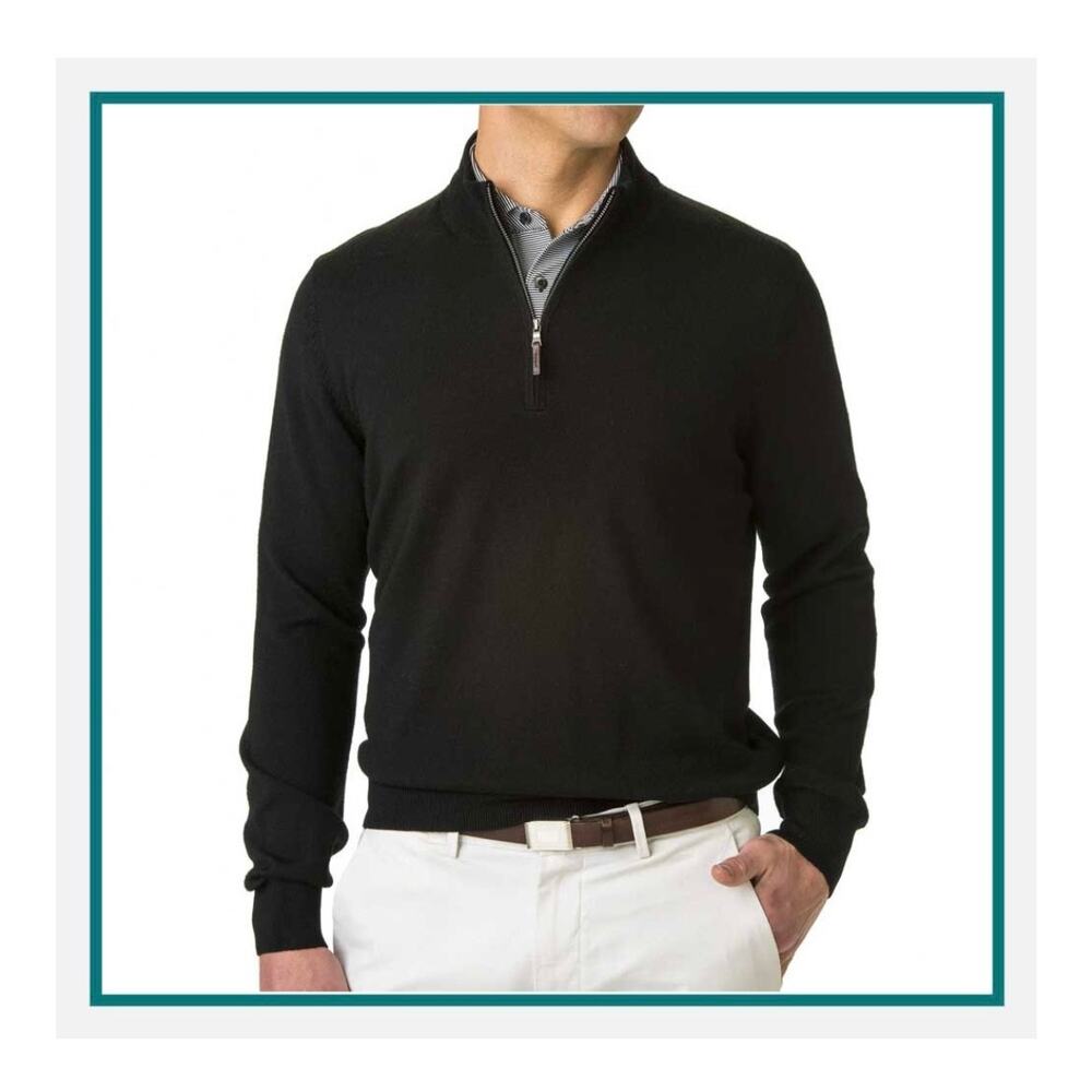 Fairway & Greene | Men's Size 2XL Dark Gray Sweater 1/4 Zip Baruffa Merino Wool